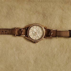 FOSSIL LEATHER/CHAIN ROSEGOLD STRAP - USED